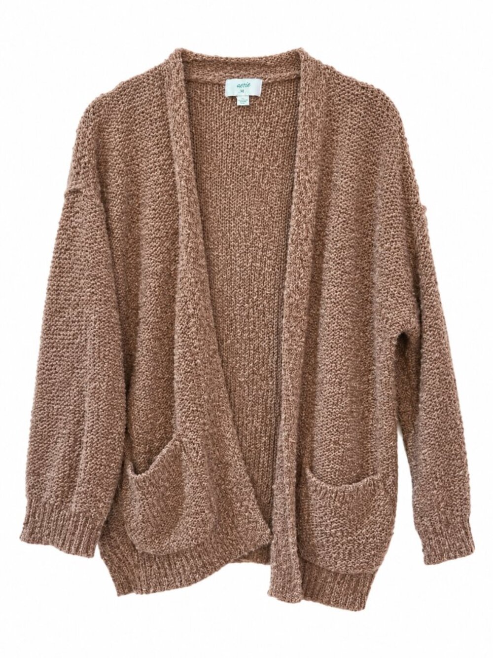 Aries Cozy Camel-Brown Knit Cardigan — Women’s XS — Slouchy / Minimalist